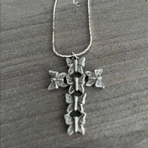 STERLING SILVER BUTTERFLY CROSS